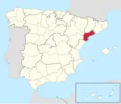 Map of Spain with Province of Tarragona highlighted