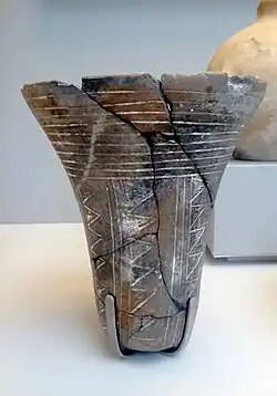 Image 35Tasian beaker, found in a Badarian grave at Qau; tomb 569, around 4000 BC; Upper Egypt; British Museum (from Prehistoric Egypt)