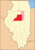 Tazewell from the time of its creation to 1829, including a large tract of unorganized territory temporarily attached to it, whose precise border was not defined.[7]