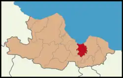 Map showing Tekkeköy District in Samsun Province