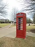 Old telephone booth at the university