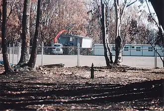 Portable buildings set up at Lake Mountain after the Black Saturday bushfires