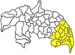 Mandals in Tenali revenue division (in yellow) of Guntur district