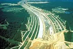 The Divide Cut under construction in the early 1980s