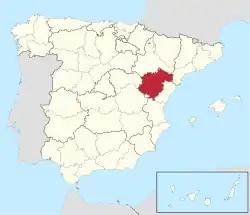 Map of Spain with Teruel Province highlighted