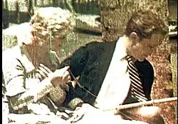 Image 5A surviving two-color-component image from the first Technicolor feature film, The Gulf Between (1917) (from History of film technology)