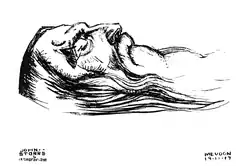 Rodin on His Deathbed (1917), lithograph by John Storrs
