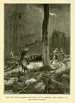 Tolkien based his battle with the wargs on the werewolf fight in Samuel Rutherford Crockett's 1899 The Black Douglas.[20]