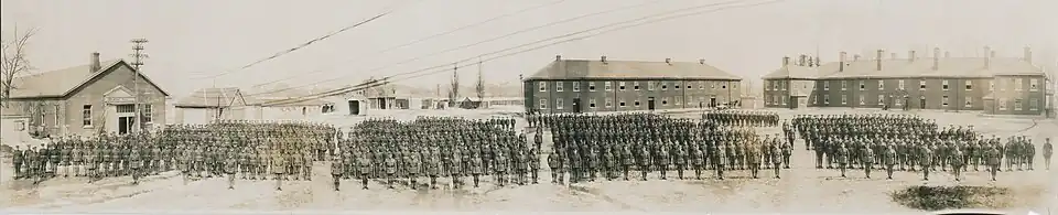 The Canadian Grenadier Guards standing in formation circa 1916