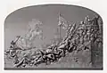 Engraving titled The Cashmere Bastion, Delhi, Sept 14 1857 (1865) from Art Journal, London. Engraved by E Roffe from the Bas-Relief by J. H. Foley."