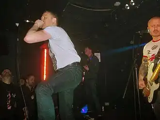 The Chisel performing live in 2024 (left to right: Graham, Younger, De L'arbalete)