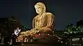 Night time illumination of the Great Buddha in Kamakura. Usually the lightup is in summer