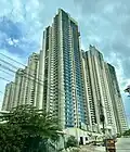Residential skyscraper complex with multiple towers.