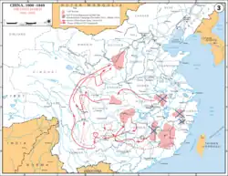 Route(s) taken by Communist forces during the Long March