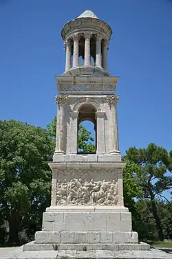 The Mausoleum of Glanum, France, erected circa 40 BC during the Second Triumvirate