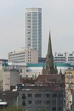 The Octagon behind St Martin in the Bull Ring in April 2025