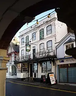 The Old Bell pub in the old town has parts built in 1615, but is on the site of even older inns. Contains some unusual French wallpaper dating back to 1821, which has been cleaned by the Victoria & Albert Museum
