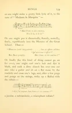 A handwritten musical notation in the middle of some printed text