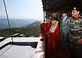Abdullah with the PoI Pratibha Patil, J&K Governor N.N. Vohra and Indian Army Chief Gen. Deepak Kapoor at the LOC near Rajouri on 9 October 2009.