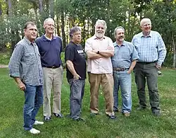 The Rising Storm in 2016. (left to right) Bob Cohan, Todd Cohen, Tom Scheft, Tony Thompson, Rich Weinberg, Charlie Rockwell