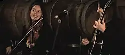 The Wrigley sisters on stage in Hobart, Tasmania, 2002
