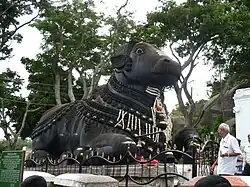 The decorated Nandi statue