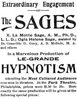 X. Lamotte Sage performed with his wife as "The Sages"