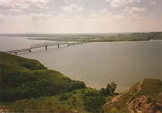The old bridge from the Four Bears Village side