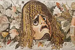 Fruit and masks mosaic (detail)
