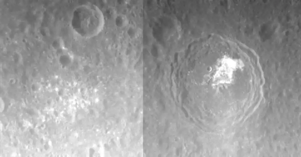 Theophanes crater and hollows to the west