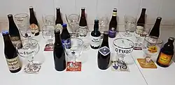Thirteen Trappist beers and their glasses
