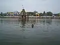 The temple tank, located opposite to the temple