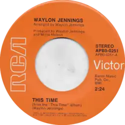 Orange-colored Vinyl of This Time by Waylon Jennings