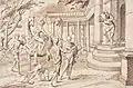 Scene from the Book of Tobit, circa 1713. Pen and grey ink, grey wash. Yale Center for British Art (B2009.9.128).