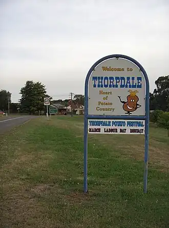 "Welcome to Thorpdale - Heart of Potato Country"