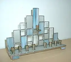 Copper foil glasswork Hanukkah menorah