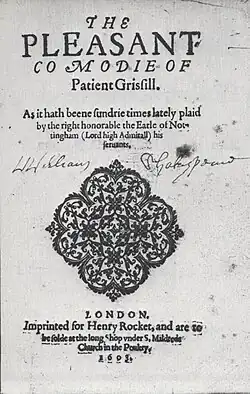 1603 title page of Patient Grisill