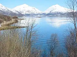 View looking north into the Tjeldsundet strait
