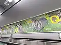 interior of Quokka train showing advertisement space being used to promote the Quokka