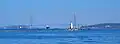 Russky Bridge behind the Tokarevsky Lighthouse