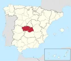 Map of Spain with Province of Toledo highlighted