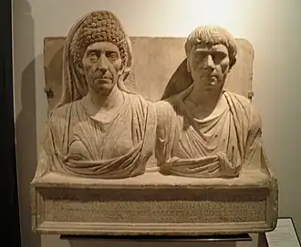 Tombstone, the doctor Claudius Agathemerus and his wife Myrtale, from Rome, about 100 CE