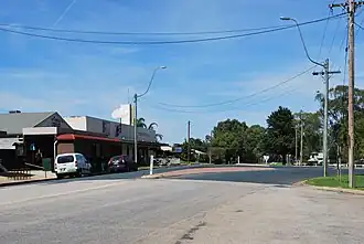 Murray Street, the main street of Tooleybuc, near the approach to the bridge