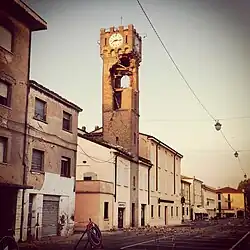 Damage in the town after the 2012 earthquake