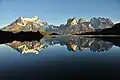 Cerro Paine Grande (left), Cuernos del Paine right of center, Monte Almirante Nieto (right)