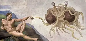 Image 44Touched by His Noodly Appendage at Flying Spaghetti Monster, by Niklas Jansson (from Wikipedia:Featured pictures/Culture, entertainment, and lifestyle/Religion and mythology)