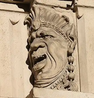 Renaissance mascaron of a native American on the Hôtel d'Assézat, Toulouse, France, designed by Nicolas Bachelier or Dominique Bachelier, 1555-1562