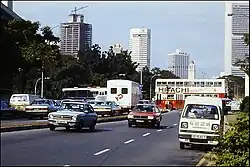 Image 26Traffic in Singapore, 1981. Prior to the introduction of the Certificate of Entitlement (COE) in 1990, vehicles per capita in Singapore was the highest in ASEAN. (from History of Singapore)