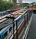 A rare sight: three trains at Moorabbin during the Family Fun Day, November 2016