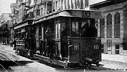 Rear view of a Damascus tram, circa 1910